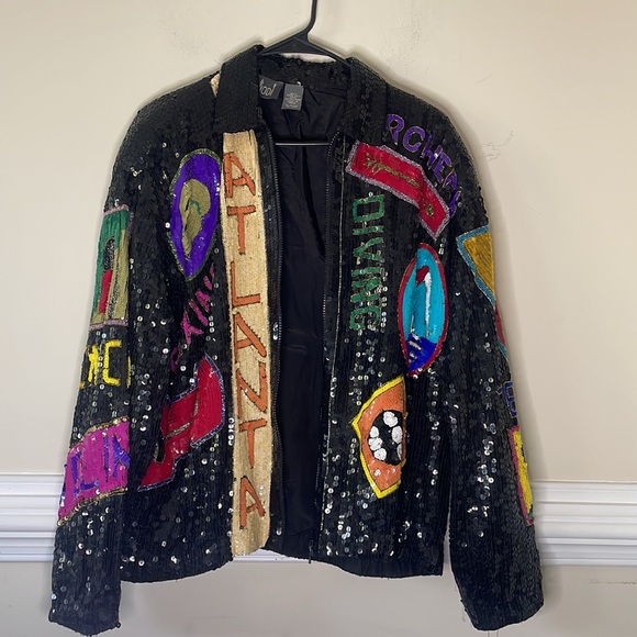 Rare 1996 Atlanta Olympic Games Sequin Bomber Jacket - Picture 3 of 4
